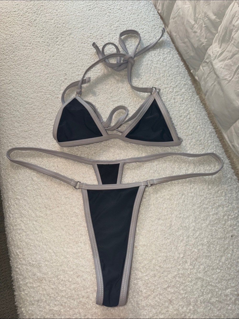 Black and Cream Triangle Bikini